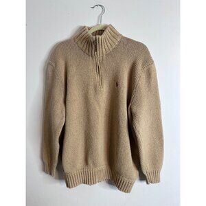 Polo Ralph Lauren 2XB Big Tan 1/4 Zip Cotton Sweater Pullover